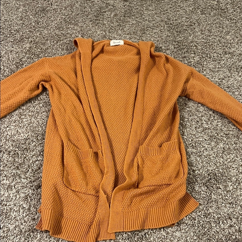 Orange Open-Front Cardigan
